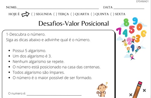 4º ANO VALOR POSICIONAL